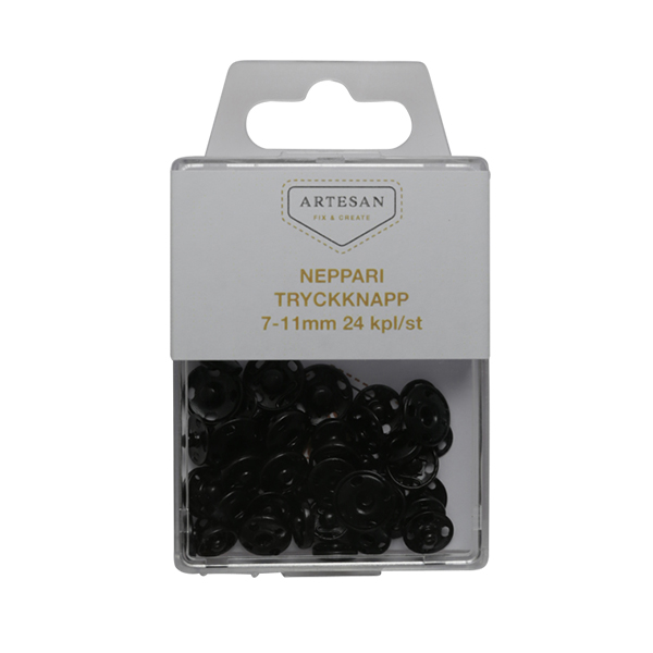 NEPPARI 24 KPL 7-11mm Musta - Napit ja nepparit - 6420615042648 - 1