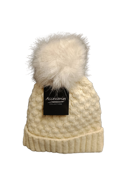 Naisten neulepipo turkistupsulla - Naisten pipot ja hatut - 6438159332828 - 1