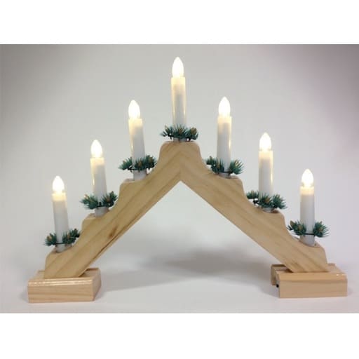 PUINEN KYNTTELIKKÖ 7 LAMPPUA puuväri - Kyntteliköt - 6438159119818 - 1