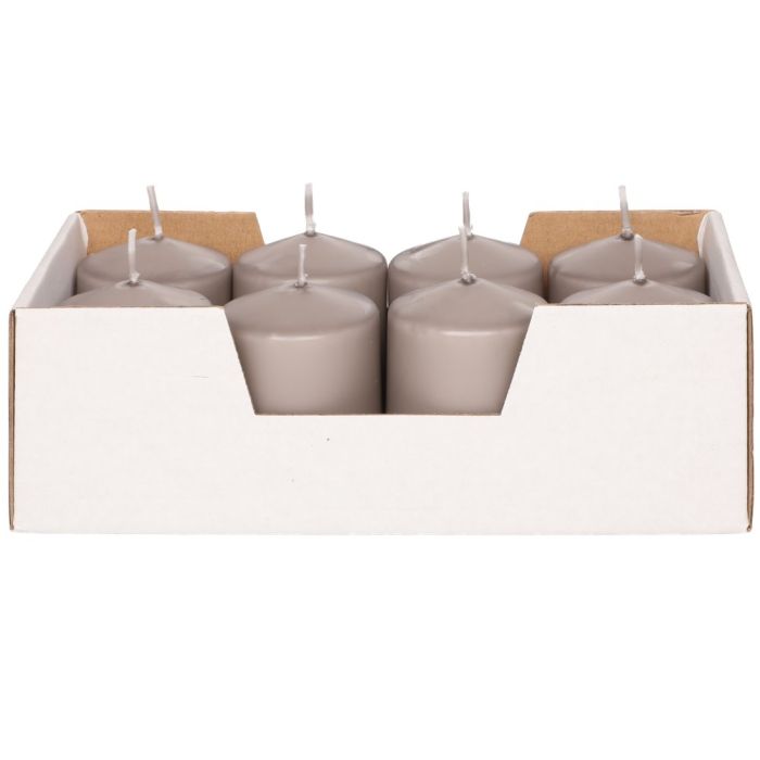 Polar Pöytäkynttilä harmaa 5x7 cm 8 kpl tarjotin - Pöytäkynttilät ja tuoksukynttilät - 6410416300078 - 1