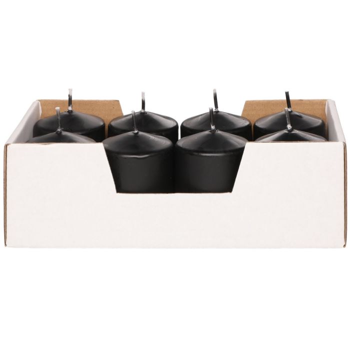 Polar Pöytäkynttilä musta 5x7 cm 8 kpl tarjotin - Pöytäkynttilät ja tuoksukynttilät - 6410416300108 - 1