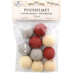 Puuhelmet Joululajitelma 2,5cm 10kpl/pkt - Tee-se-itse DIY - 6417715039548 - 1