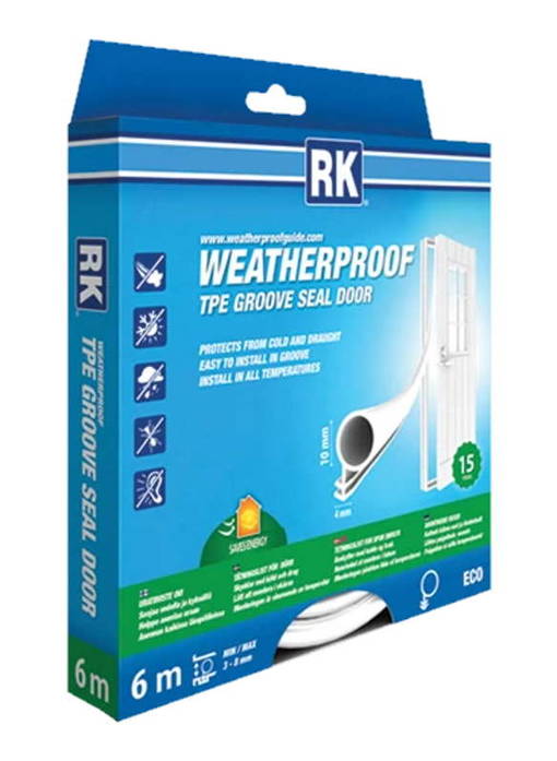 RK Uratiiviste ovi TPE valkoinen 10 mm 6 m - Ikkunatiivisteet ja ovitiivisteet - 6418091346008 - 1