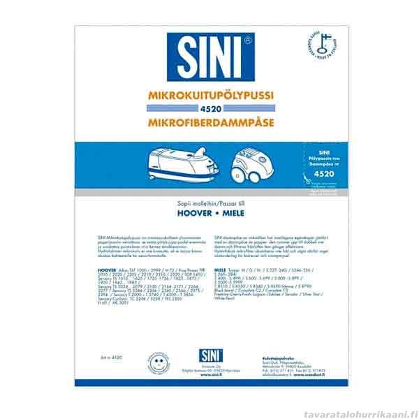 SINI MIKROKUITUPÖLYPUSSI 4520 5KPL - Pölynimurit ja tarvikkeet - 6416863545208 - 1