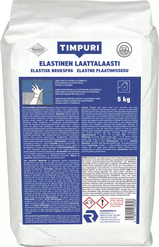 TIMPURI Elastinen Laattalaasti 5 kg - Laatoitustarvikkeet - 6418091030808 - 1