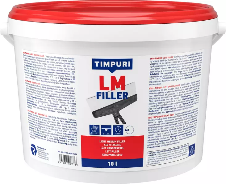TIMPURI Kevyt tasoite 10 l Filler LM - Tasoitteet - 6418091030778 - 1