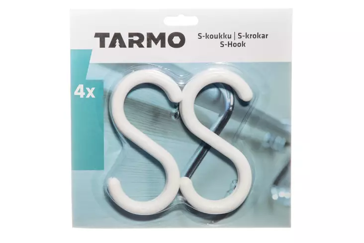 Tarmo S-koukku muovia valkoinen 4 kpl - Ripustuskoukut - 6410410181918 - 1
