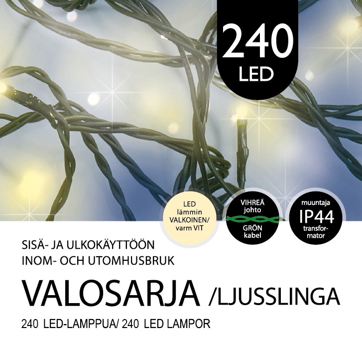 ULKOVALOSARJA 240 LED lämmin valkoinen - Ulkovalosarjat - 6438159689908 - 1