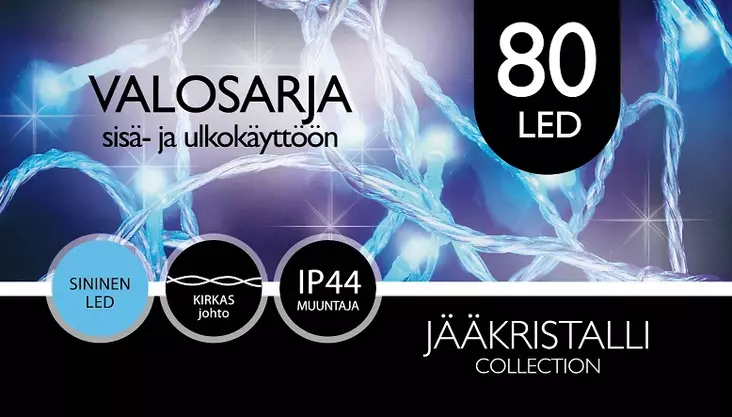 ULKOVALOSARJA 80 LED sininen - Ulkovalosarjat - 6438159052108 - 1
