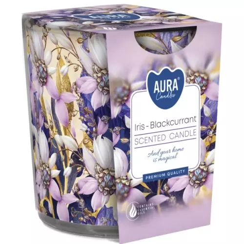 Aura Tuoksulasikynttilä Iris-blackcurrant - Pöytäkynttilät ja tuoksukynttilät - 5906927049748 - 1
