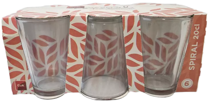 JUOMALASI SPIRAL 6 kpl 20 cl - Juomalasit - 8435123273468 - 1