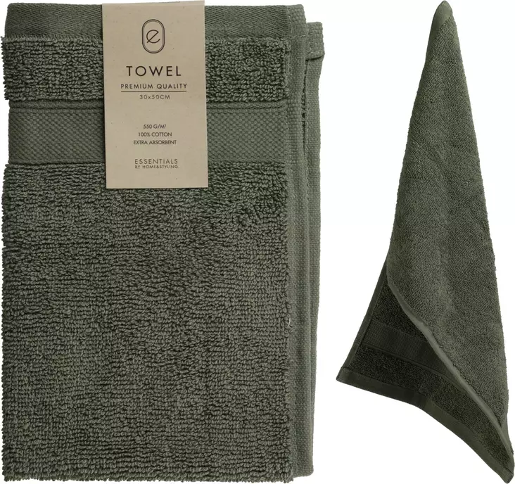 Käsipyyhe 30x50 cm, armeijanvihreä - Käsi- ja kylpypyyhkeet - 8720573823258 - 1