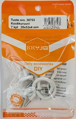 KOUKKURUUVI 7KPL 28X53X4mm - Koukut ja naulakot - 6438159387538 - 1