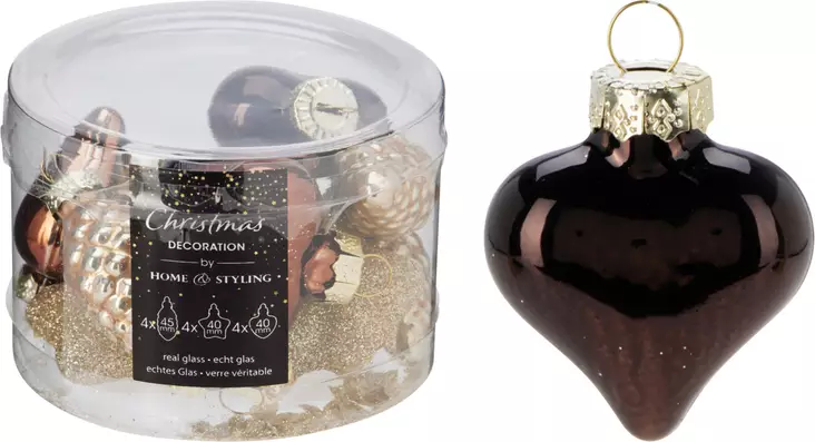 Kuusenpallot lajitelma 12 kpl amber - Joulukuusen koristeet - 8721037532938 - 1