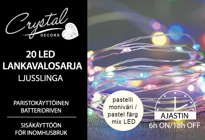 LANKAVALOSARJA LED 20 L PASTELLI - Sisävalosarjat ja valonauhat - 6438159388368 - 1