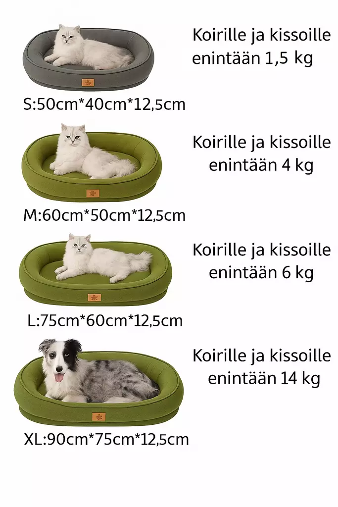 Lemmikkipeti soikea, reunoilla 75x60x12,5 cm – tilava ja ylellisen pehmeä lepopaikka - Koiran pedit ja korit - 6438506014148 - 1