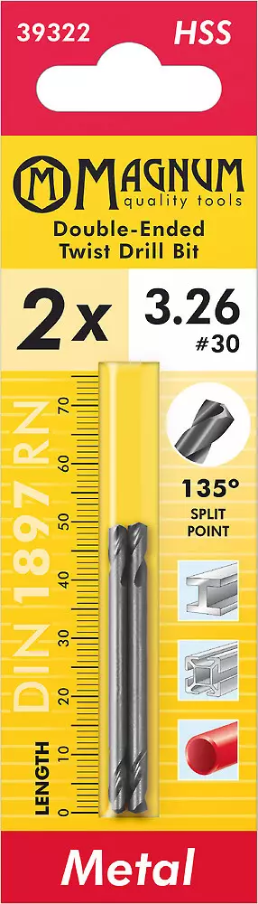 Magnum kaksipäinen niittiporanterä HSS 3,26 mm 2 kpl – 3,2 mm vetoniiteille - Metalliporanterät - 6418868393228 - 1