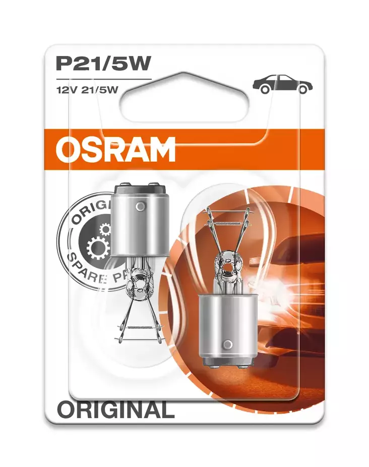 OSRAM POLTIN 12V P21/5W 2KPL/PKT - Auton polttimot - 4062172396448 - 1