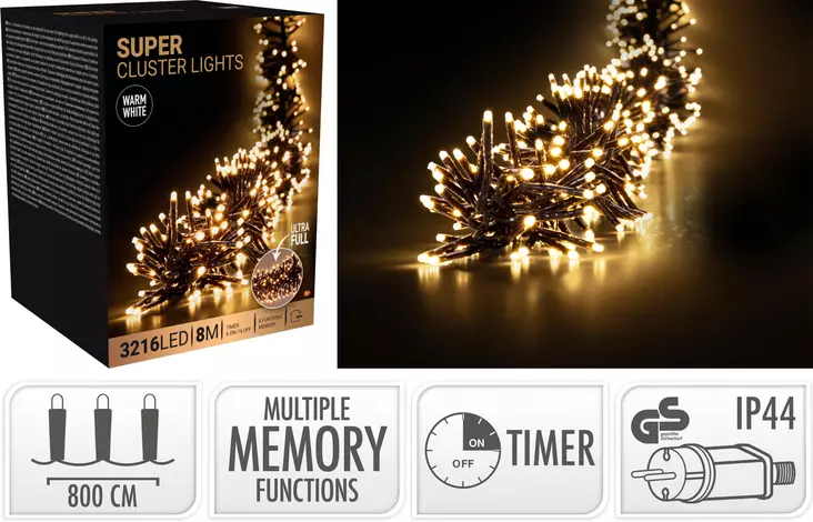 Super Cluster led-valoketju 3216 Led - Ikkuna- ja räystäsvalosarjat - 8721461213618 - 1