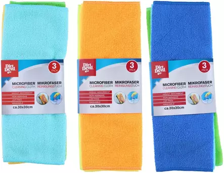 Dirt Devil mikrokuituliinat 30 × 30 cm, 3 kpl/paketti, lajitelma - Siivousliinat ja -sienet - 8711252495569 - 1