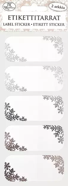 Etikettitarra kapea Lumihiutale hopeafolio 2ark - Joulukorttiaskartelu - 6417715041749 - 1