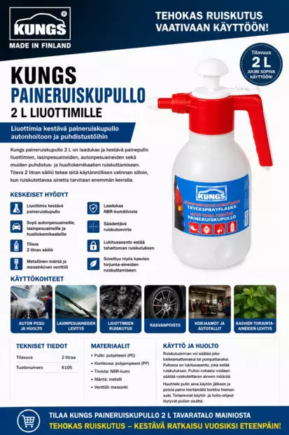 PAINEPULLO 2L LIUOTTIMIA KESTÄVÄ - Auton pesutarvikkeet - 6423800061059 - 2
