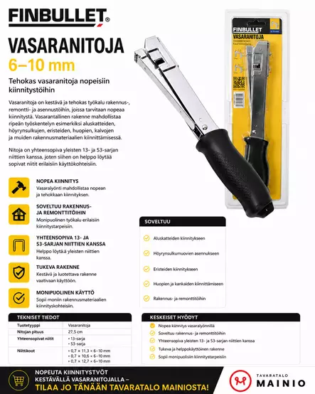 Vasaranitoja 6-10 mm 13 ja 53 niitit - Niittipistoolit ja niitit - 6438152027059 - 2