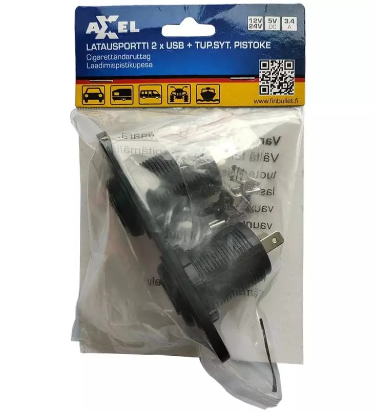 AUTOPLUG 12V 2xUSB 5VDC 3.4 A - Auton akkutarvikkeet - 6438152082829 - 1