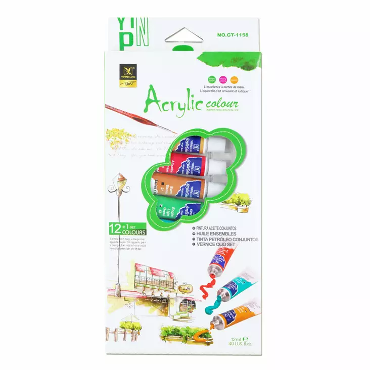 Akryyliväri 12ml, 12 väriä tuubissa - Taiteilijatarvikkeet - 6934579810019 - 1