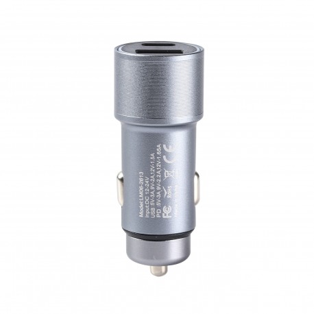 Mobia autolaturi C +USB PD QC3.0 hopea - Auton puhelintarvikkeet - 6430076522009 - 1