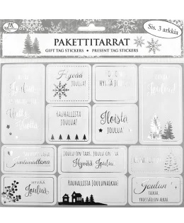 Pakettitarra Joulu hopeafolio 3ark - Joulukorttiaskartelu - 6417715032969 - 1