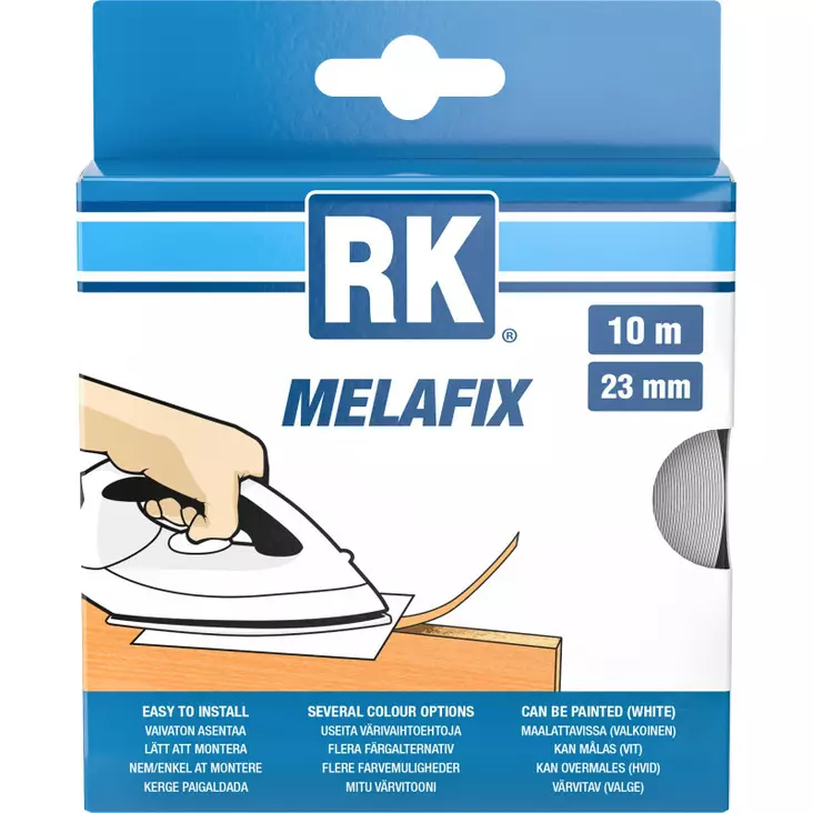 RK Melafix Reunanauha valkoinen 10m x 23mm - Kalustetarvikkeet - 6418091524109 - 1