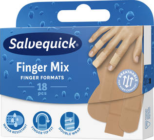 Salvequick 18kpl Finger Mix laastari - Ensiaputuotteet - 7310615400229 - 1
