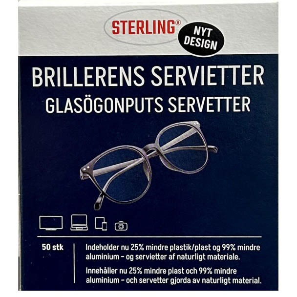 Silmälasien puhdistusliina 50 kpl - Lasikotelot ja lasien puhdistus - 5701098255109 - 1