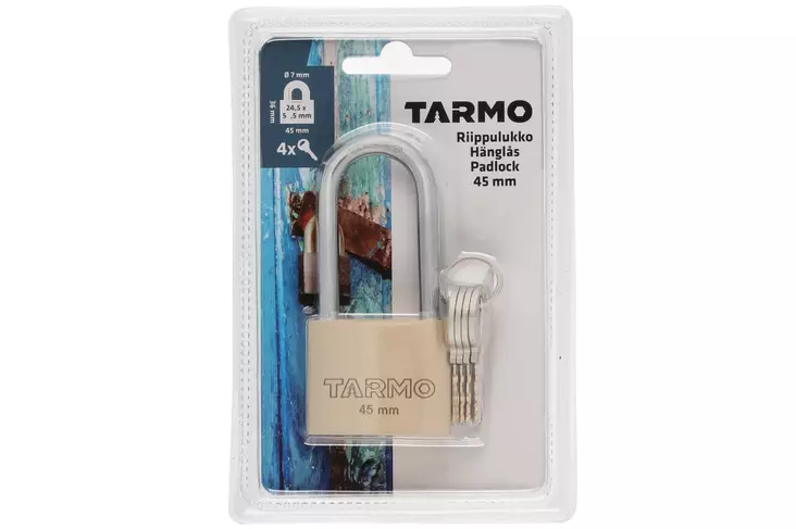 TARMO RIIPPULUKKO 45 mm PITKÄ MESSINKI - Riippulukot - 6410413170179 - 1