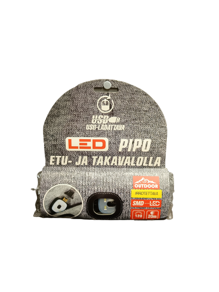 USB-ladattava harmaa pipo etu- ja takavalolla - Työvaatteet - 6438152098189 - 1