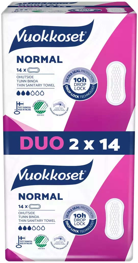 VUOKKOSET DUO NORMAL 2x14 OHUTSIDE - Tamponit ja terveyssiteet - 6414100896359 - 1
