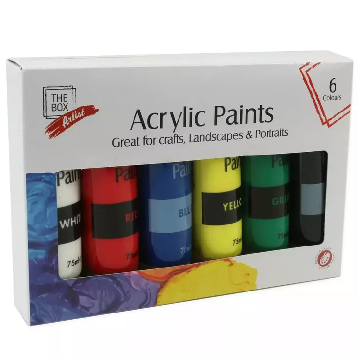Akryylimaalitl 6kpl - Taiteilijatarvikkeet - 5056170337519 - 1