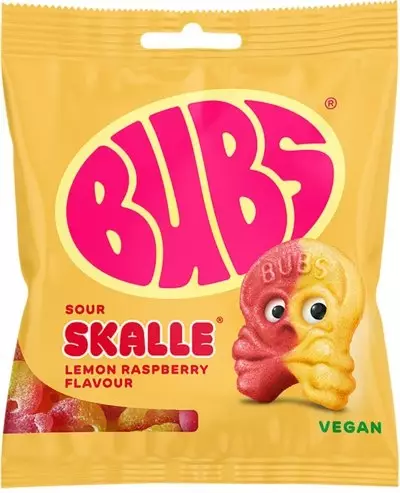 BUBS Lemon Raspberry Skalle makeinen 155 g - Makeispussit, -patukat ja tikkarit - 7393077200019 - 1