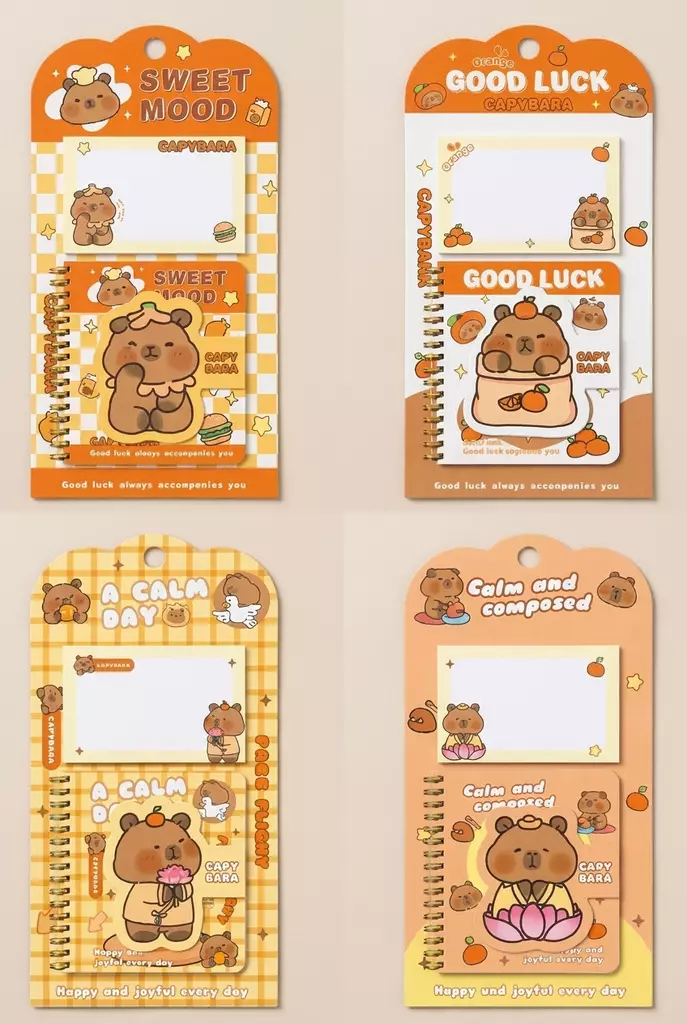 Capybara muistikirja + muistilaput - Muistilehtiöt ja -kirjat - 6438506023379 - 1