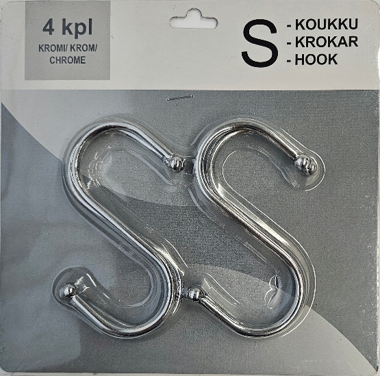 ESKO S-KOUKUT 4 KPL METALLI - Ripustuskoukut - 6438159918169 - 1