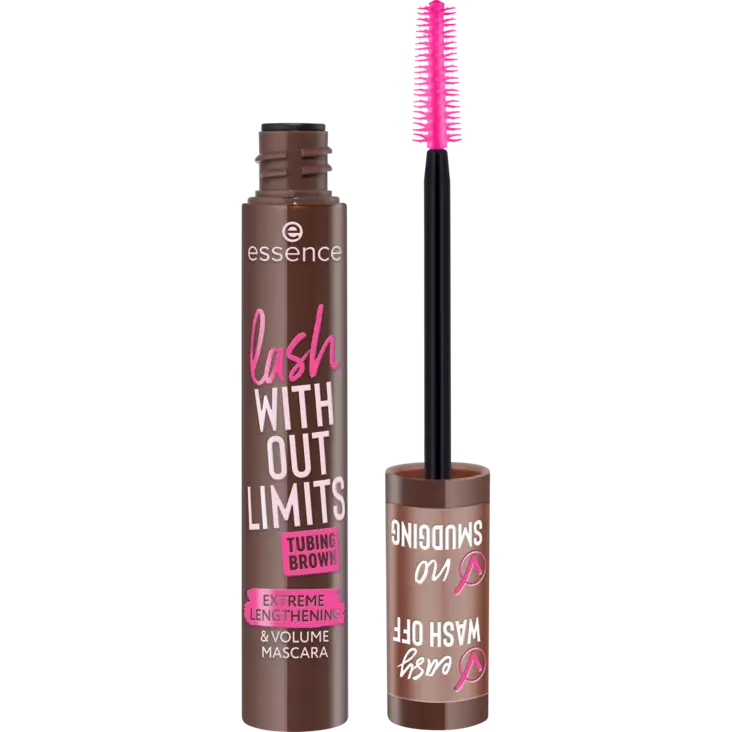 Essence lash WITHOUT LIMITS TUBING BROWN EXTREME LENGTHENING & VOLUME MASCARA 05 - Meikit - 4059729583239 - 1