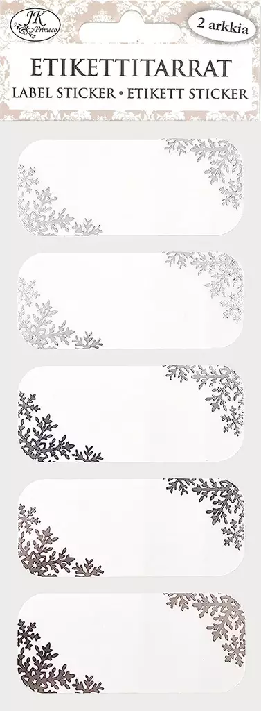 Etikettitarra kapea Lumihiutale hopeafolio 2ark - Joulukorttiaskartelu - 6417715041749 - 1