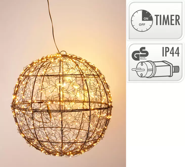 Led Valopallo musta 35 cm - Valokoristeet - 8721037551809 - 1