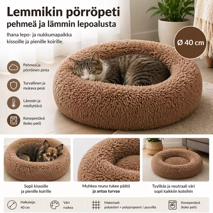 LEMMIKIN PÖRRÖPETI 40 cm - Koiran pedit ja korit - 6438506021979 - 1