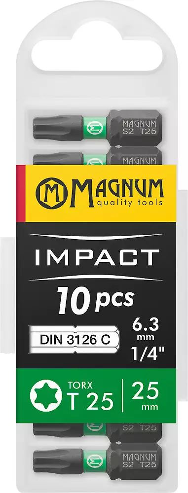 Magnum Impact T25 ruuvauskärki 25 mm 10 kpl - Ruuvauskärjet - 6418868197659 - 1