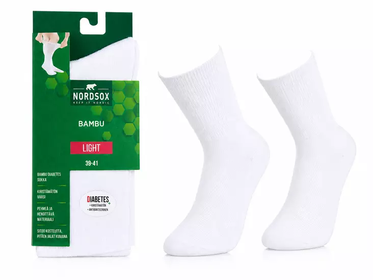 M Diabetes BAMBU sukat 39-41 valkoinen - Naisten sukat - 6438506018429 - 1