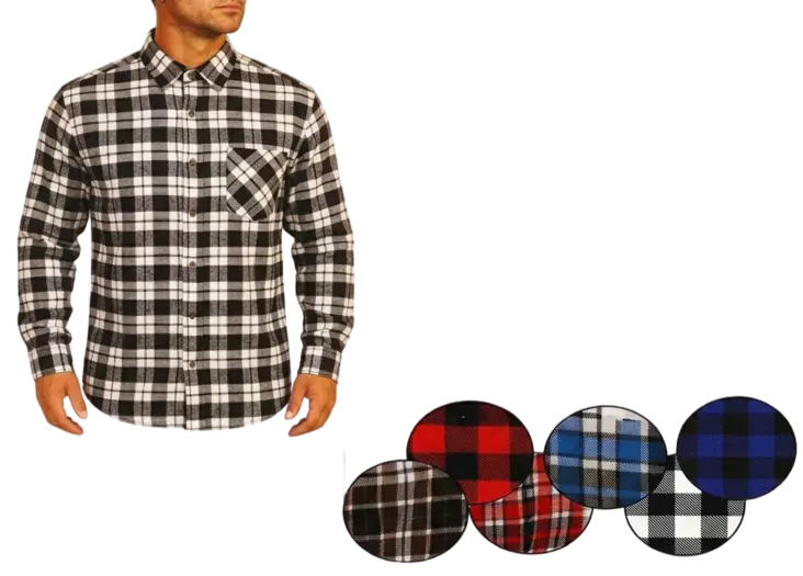 Miesten Flanellipaita Basic värimix useita kokoja - Miesten pitkähihaiset paidat - 0000000007149 - 1