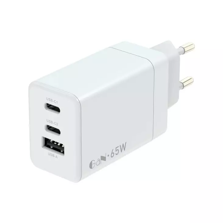 Mobia verkkovirtalaturi GaN, USB-C PD 65W + PD 20W + 1 x USB 18W, Max. 65W - Laturit - 6430076522689 - 1