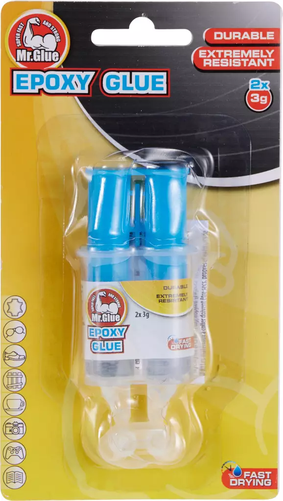 MrGlue Epoksiliima 3ml plus 3ml - Liimat ja erikoisliimat - 8721037880039 - 1